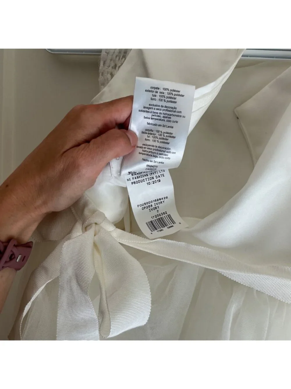 Davids Bridal Ivory Flower Girl Dress With Tulle Skirt & Lace Straps Size 7 - Picture 9 of 11